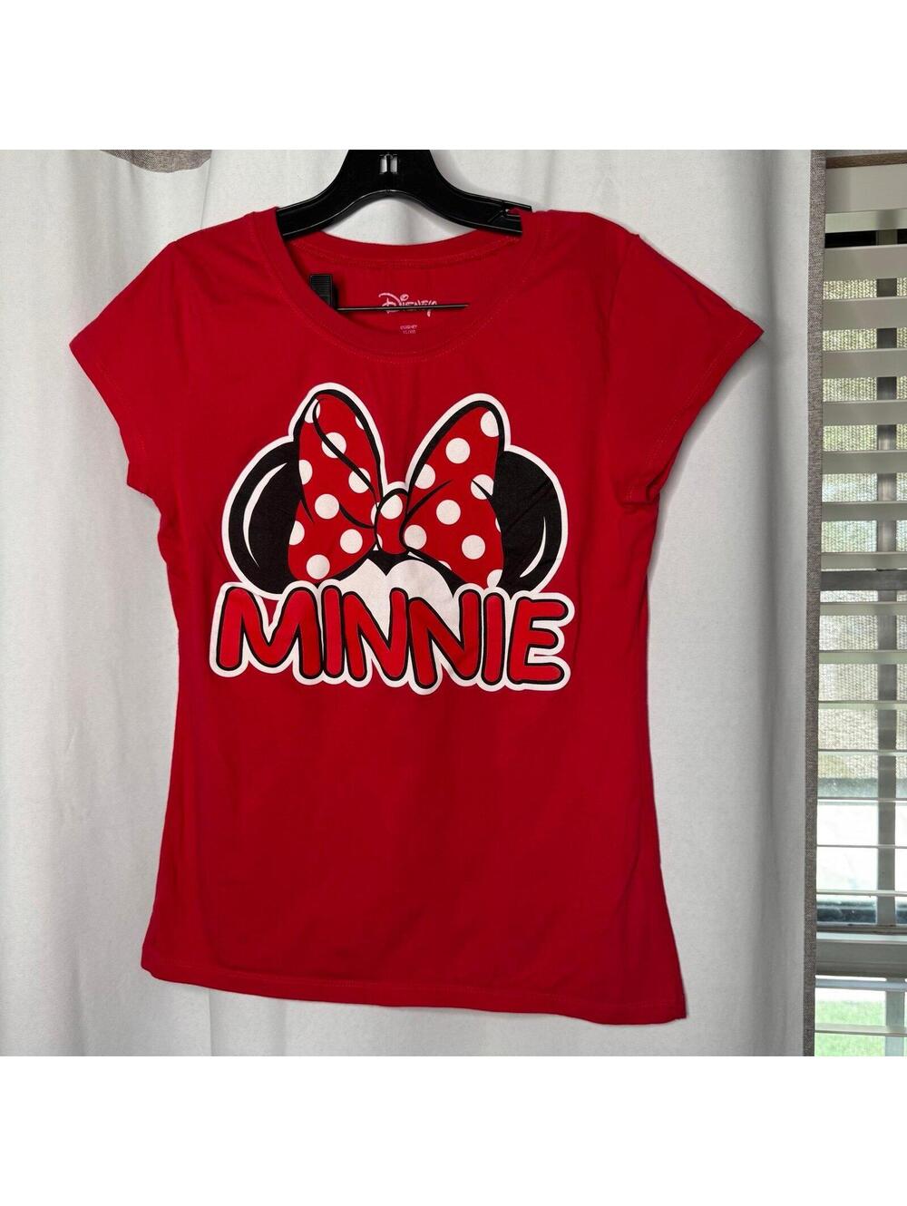 Disney Girls Minnie Mouse Red Cap Sleeve T-Shirt Size XL 100% Cotton